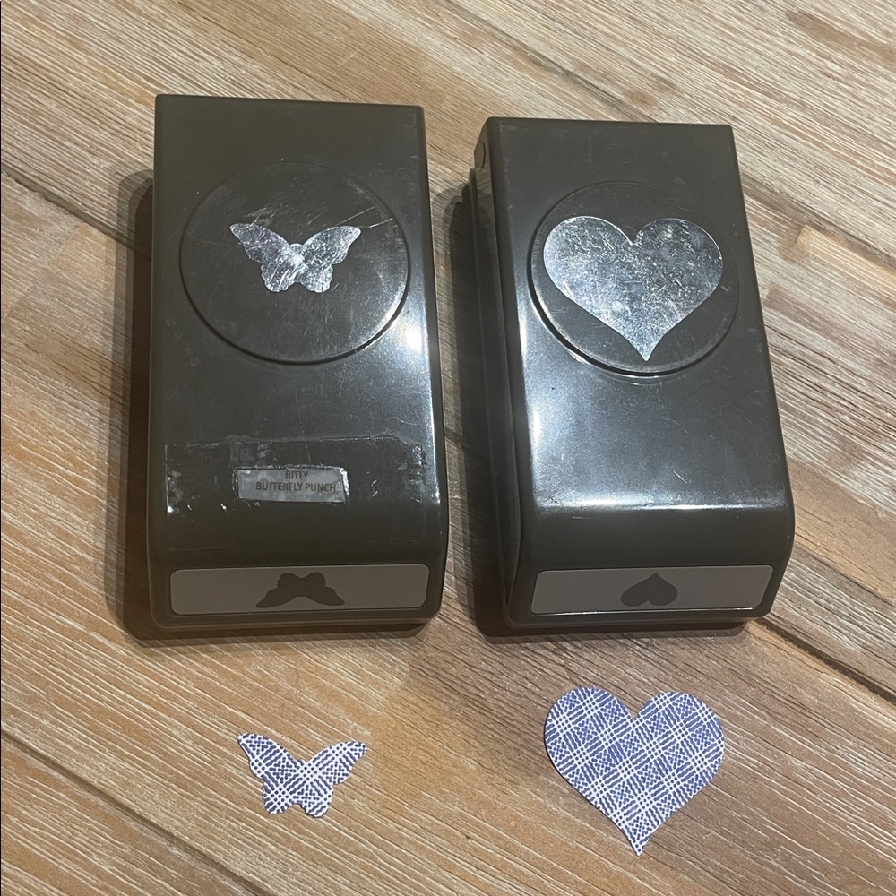 2 Stampin' Up! Butterfly Heart Paper Shaper Punch Cutter Scrapbook Craft Punches